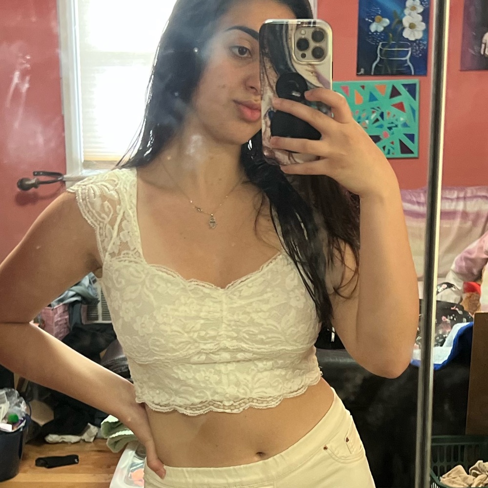 White Lacey Crop-top